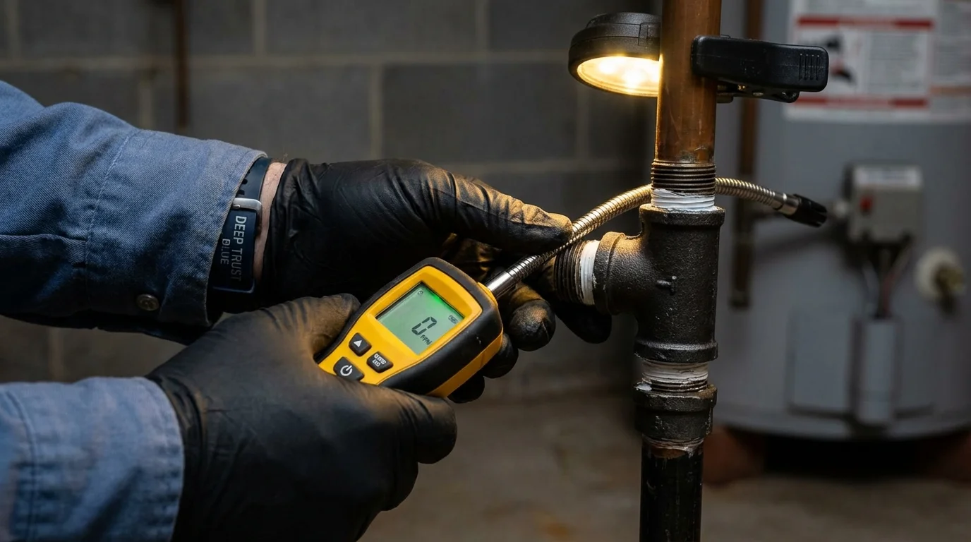 Gas leak detection with electronic sniffer by Johns Plumbing LLC in Portland